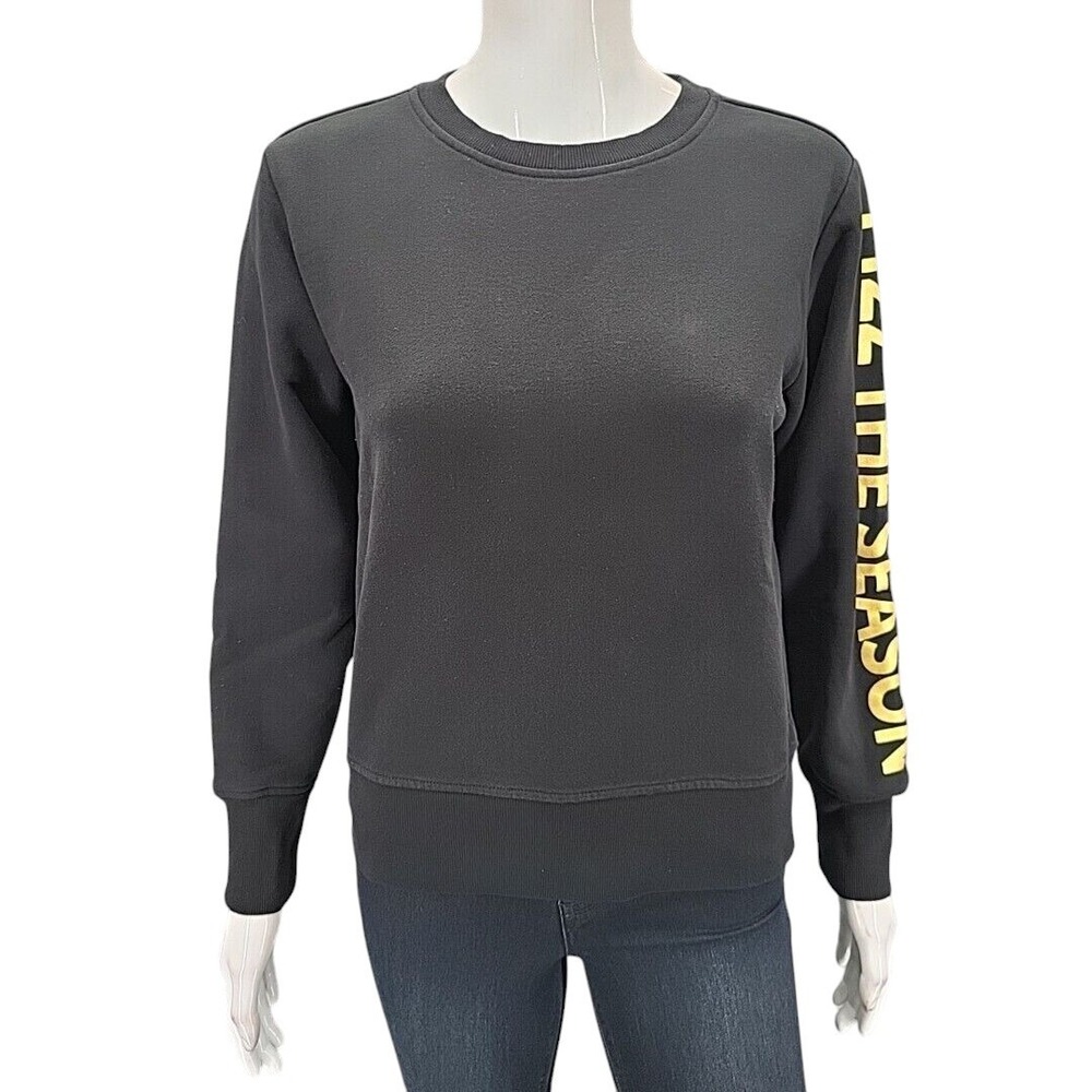 Studio Park Womens Black Graphic Long Sleeve Sweatshirt XXS A626654